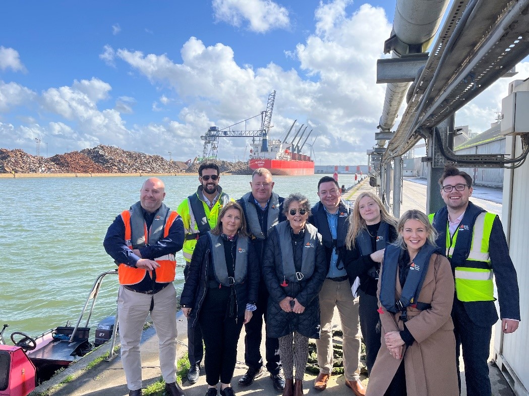 Staff from Port of Tilbury, several Construction Companies and Essex Chambers of Commerce pose for photo during tour of the facilities