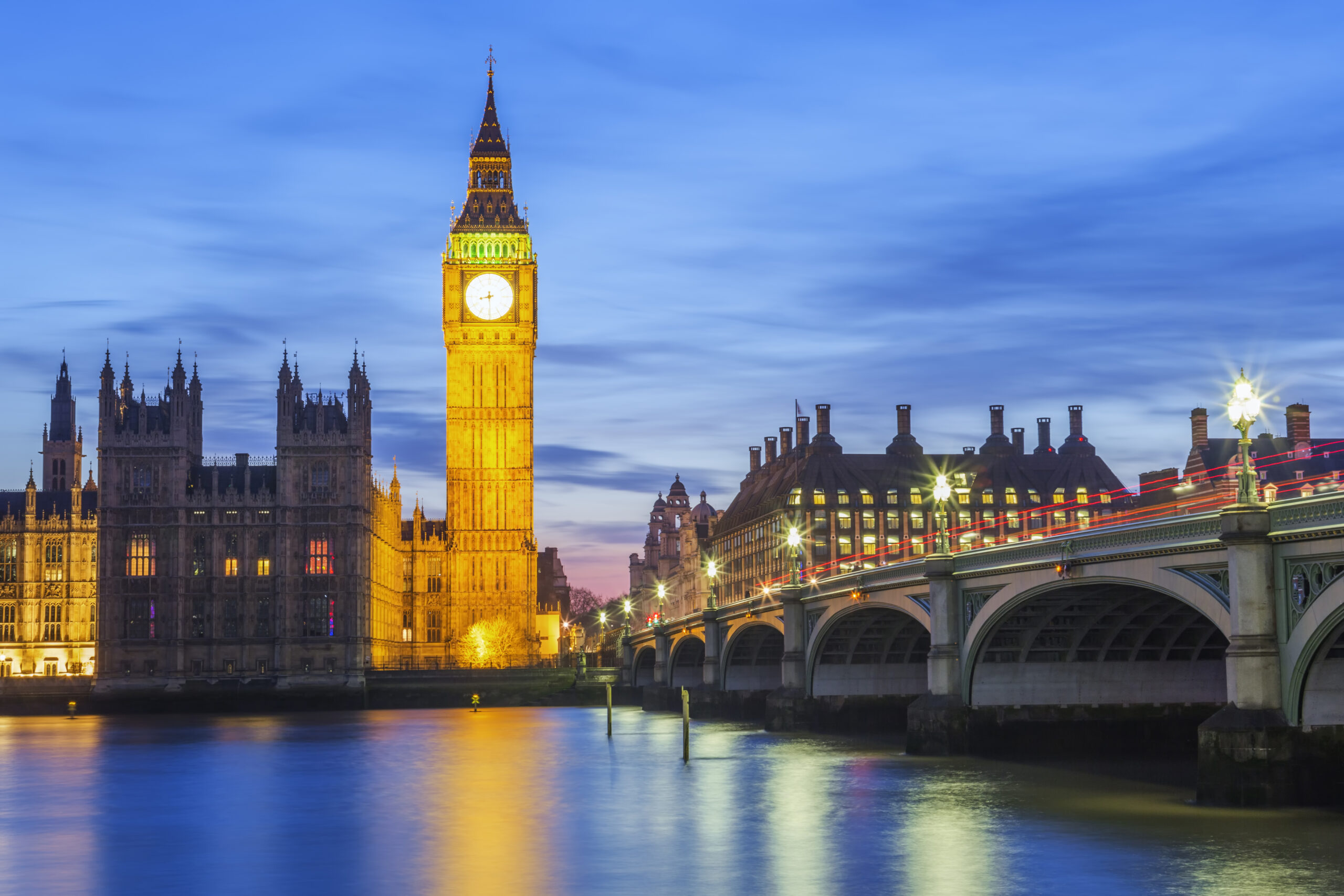 Big Ben and House of Parliament at Night, London, United Kingdom.